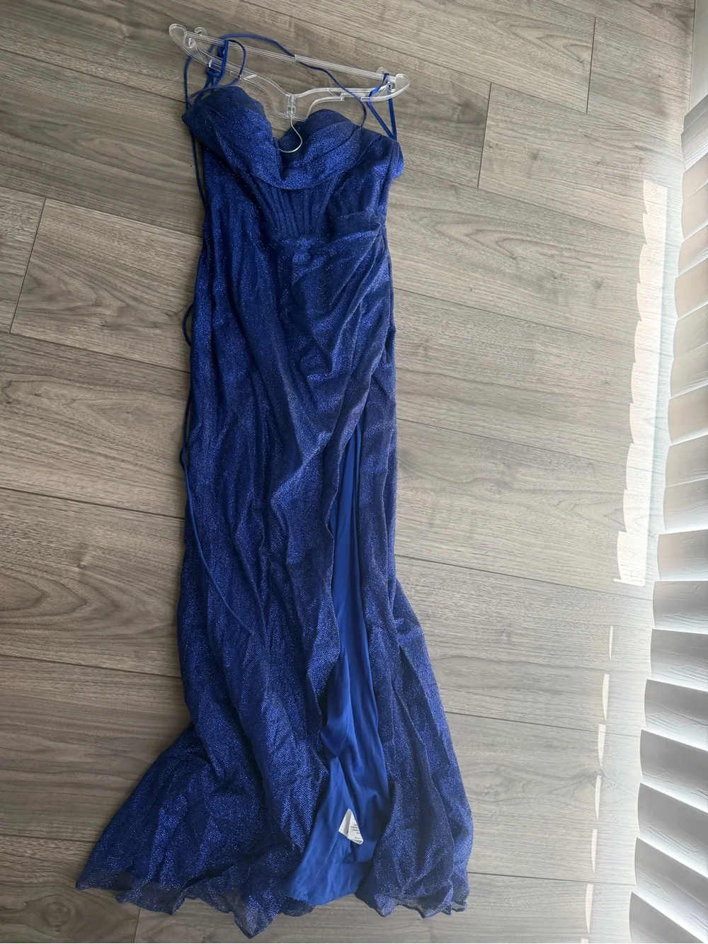 Sparkling Navy Blue Prom Gown with Sweetheart Bodice